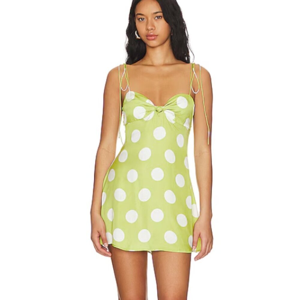 NWT For Love & Lemons Adira Mini Dress in Green size large